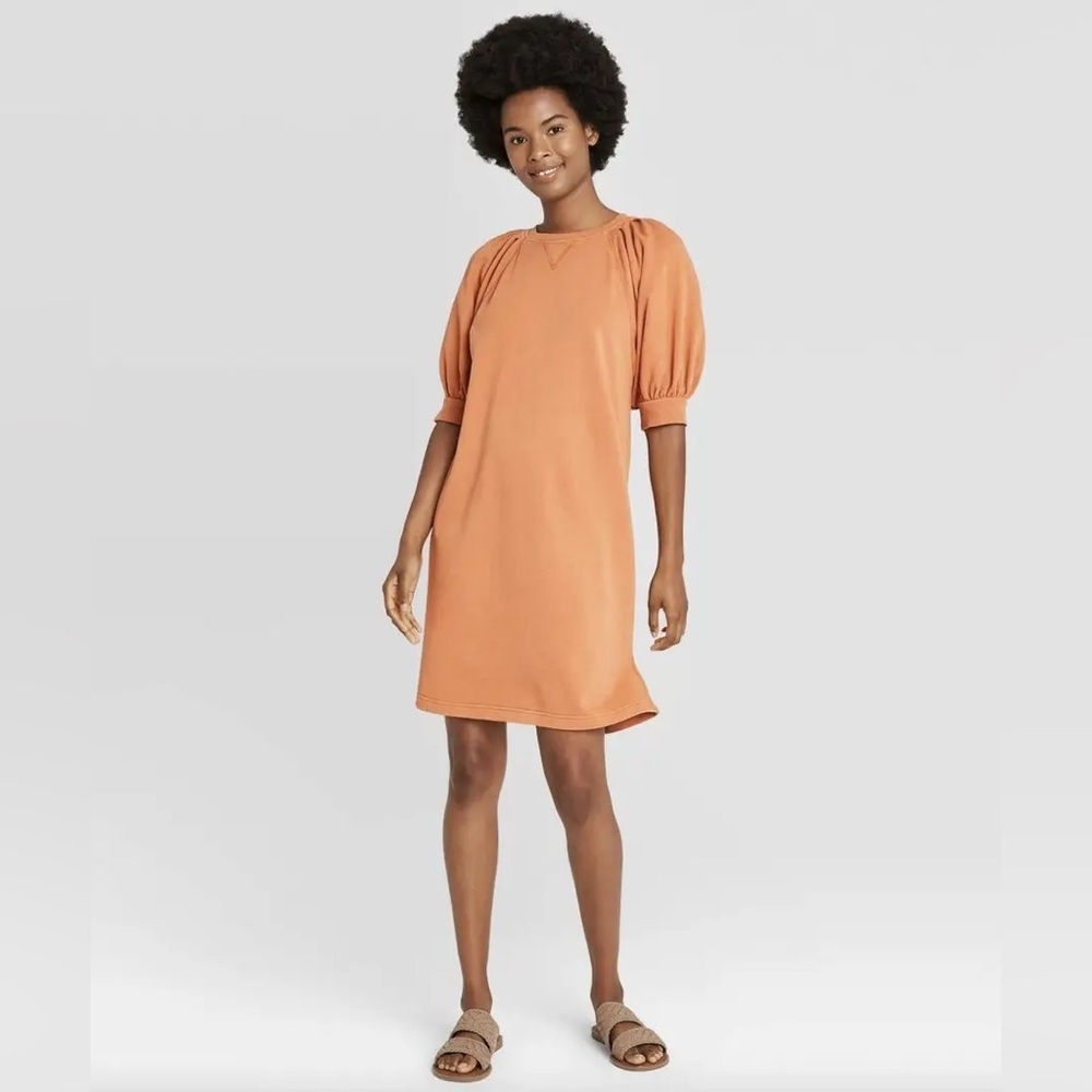 Universal Thread Orange Puff Sleeve Dress XS